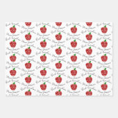 最高の先生ワードアート赤りんご大ハート ラッピングペーパーシート (正面)