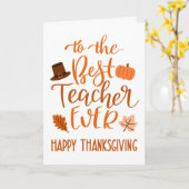 最高の先生ー感謝祭の日をオレンジ色で カード (黄色い花)