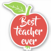 最高の先生ー白文字赤りんご シール (正面)