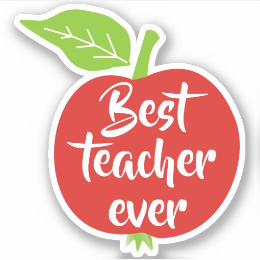 最高の先生ー白文字赤りんご シール (正面)
