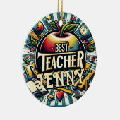 最高の先生名の追加ギフト セラミックオーナメント (右)