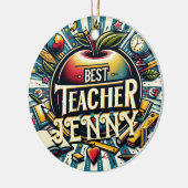最高の先生名の追加ギフト セラミックオーナメント (左)