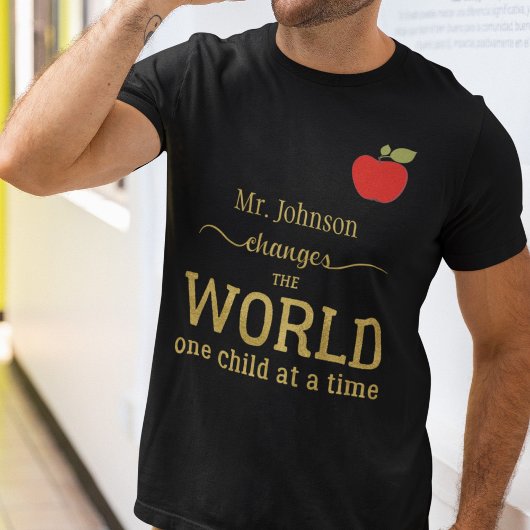 最高の先生名金ゴールドタイポグラフィ引用文apple tシャツ