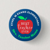 最高の先生固定ボタン(青) 缶バッジ (正面)
