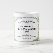 最高の先生常に優秀な証明書 ジャンボコーヒーマグカップ (正面)