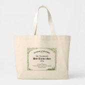 最高の先生常に優秀な証明書 ラージトートバッグ (正面)