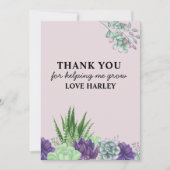 最高の先生常に水の色の多肉類 サンキューカード (正面)