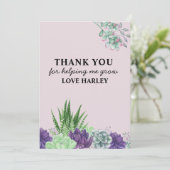 最高の先生常に水の色の多肉類 サンキューカード (スタンド正面)