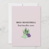 最高の先生常に水の色の多肉類 サンキューカード (裏面)