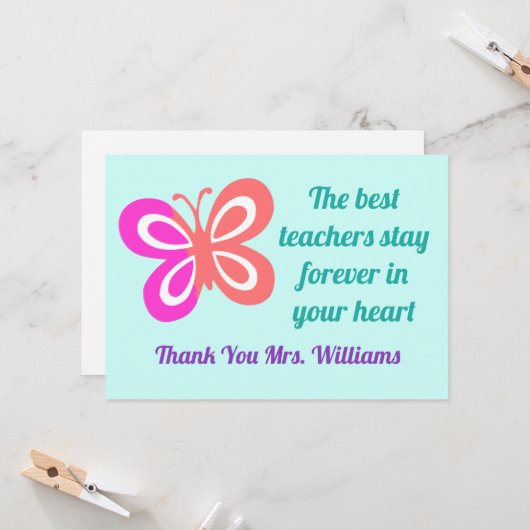 最高の先生感蝶かわいらし引用文 カード (正面/裏面インサイチュ)