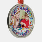 最高の先生数々の – カラー水色（ばちゃばちゃ）跳ねるドット メタルオーナメント (右)