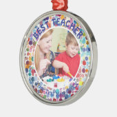 最高の先生数々の – カラー水色（ばちゃばちゃ）跳ねるドット メタルオーナメント (左)