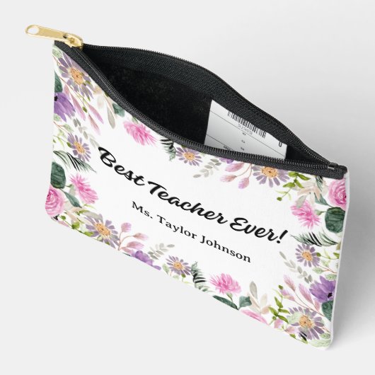 最高の先生謝意ギフトカスタムフローラ アクセサリーポーチ (見開き)
