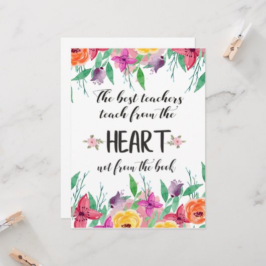 最高の先生謝意引用文ありがとうございました カード (正面/裏面インサイチュ)