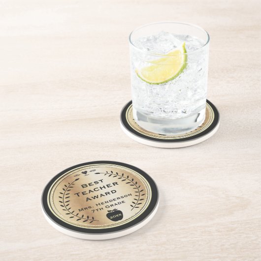 最高の先生賞金ゴールドとブラック コースター (側面)