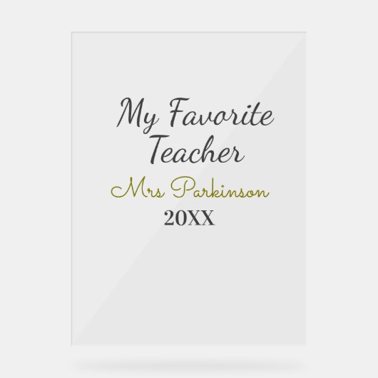 最高の先生追加年制シンプル学年 アクリルサイン (正面)