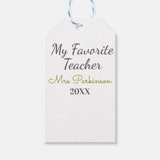 最高の先生追加年制シンプル学年 ギフトタグ (正面)