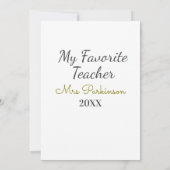 最高の先生追加年制シンプル学年 招待状 (裏面)