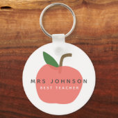最高の先生 |アップルかわいいおもしろいモダン名スカンジ キーホルダー (正面)