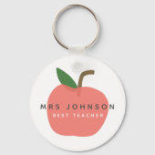 最高の先生 |アップルかわいいおもしろいモダン名スカンジ キーホルダー (裏面)