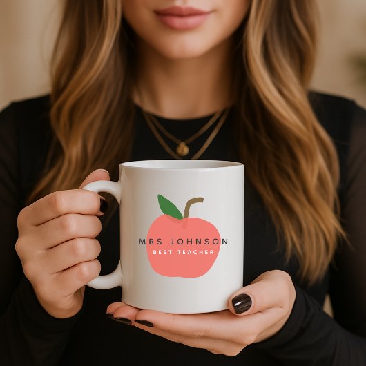 最高の先生 |アップルかわいいおもしろいモダン名スカンジ コーヒーマグカップ