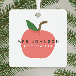 最高の先生 |アップルかわいいおもしろいモダン名スカンジ メタルオーナメント