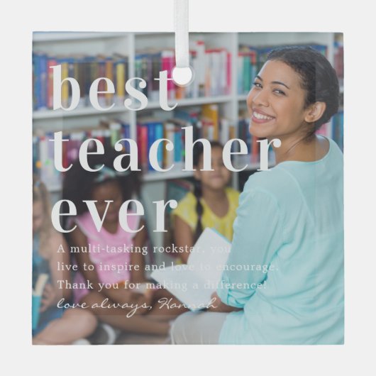 最高の先生 |引用文と写真ギフト ガラスオーナメント