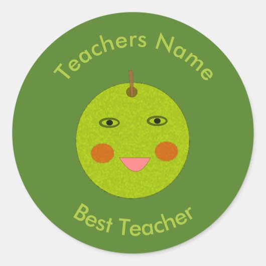 最高の先生Happy Apple Stickers ラウンドシール (正面)