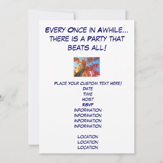 最高の全パーティー招待状秋パーティー秋 招待状 (裏面)