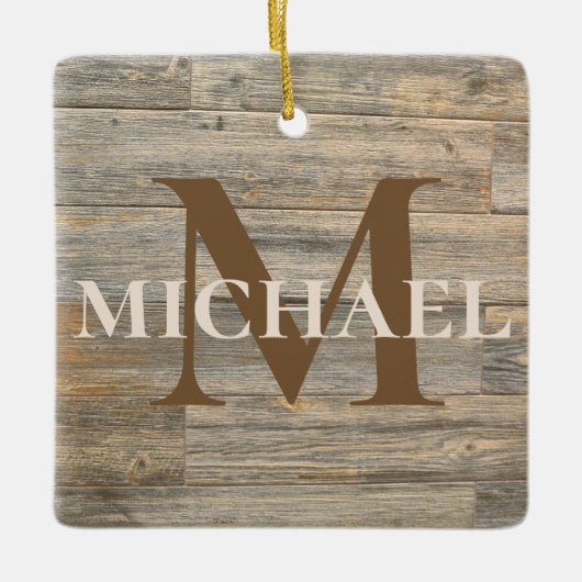最高の動揺してパパ素朴な軽い木目 セラミックオーナメント (正面)