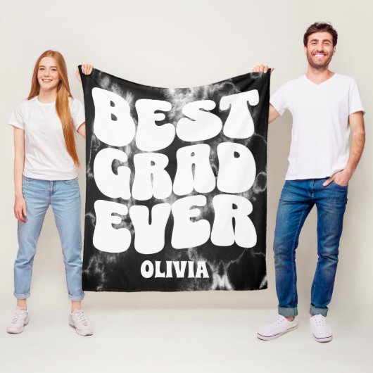 最高の卒業エバーブラック絞り染め フリースブランケット (インサイチュ)