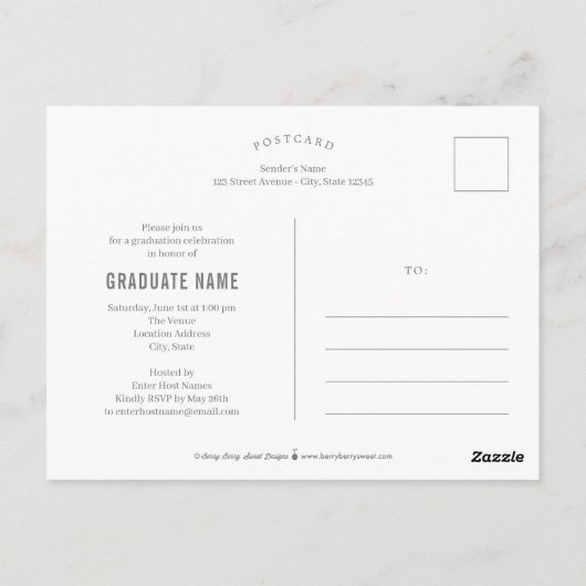 最高の卒業発表はがき ポストカード (裏面)