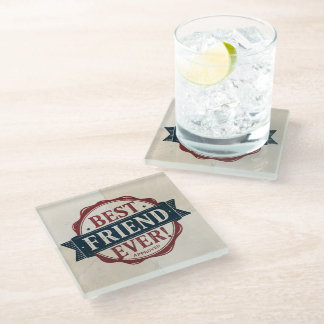 最高の友が認め文字デザインた ガラスコースター