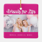 最高の友のピンクの写真モダン名 セラミックオーナメント (裏面)