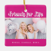 最高の友のピンクの写真モダン名 セラミックオーナメント (正面)