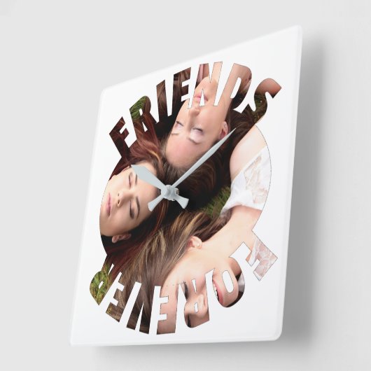 最高の友の写真パーソナライズされた写真 スクエア壁時計 (傾斜)