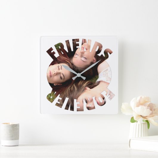 最高の友の写真パーソナライズされた写真 スクエア壁時計 (ホーム)