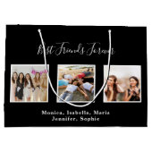 最高の友の写真名エレガント黒 ラージペーパーバッグ (裏面)