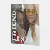 最高の友の大型フォトブラックガラスオーナメント ガラスオーナメント (正面左)