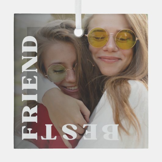 最高の友の大型フォトブラックガラスオーナメント ガラスオーナメント (正面)
