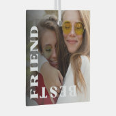 最高の友の大型フォトブラックガラスオーナメント ガラスオーナメント (正面右)