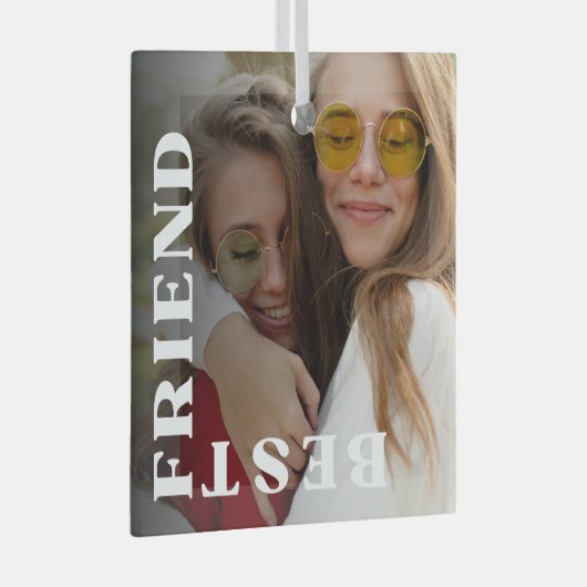 最高の友の大型フォトブラックガラスオーナメント ガラスオーナメント (正面右)