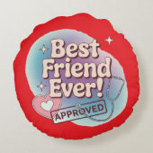 最高の友の許可文字デザイン ラウンドクッション (裏面)