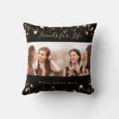 最高の友の黒い金ゴールド星 クッション (裏面)