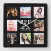 最高の友の黒写真コラージュbff スクエア壁時計 (正面)