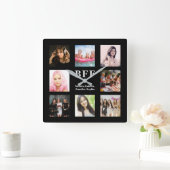 最高の友の黒写真コラージュbff スクエア壁時計 (ホーム)