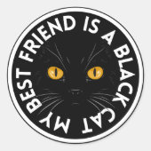 最高の友の黒猫 ラウンドシール (正面)