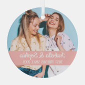 最高の友より永遠モダンBFFフォトトレンディーグラス ガラスオーナメント (裏面)