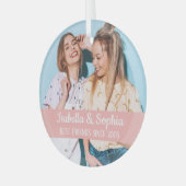 最高の友より永遠モダンBFFフォトトレンディーグラス ガラスオーナメント (正面左)