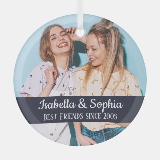 最高の友より永遠モダンBFFフォトトレンディーグラス ガラスオーナメント (正面)